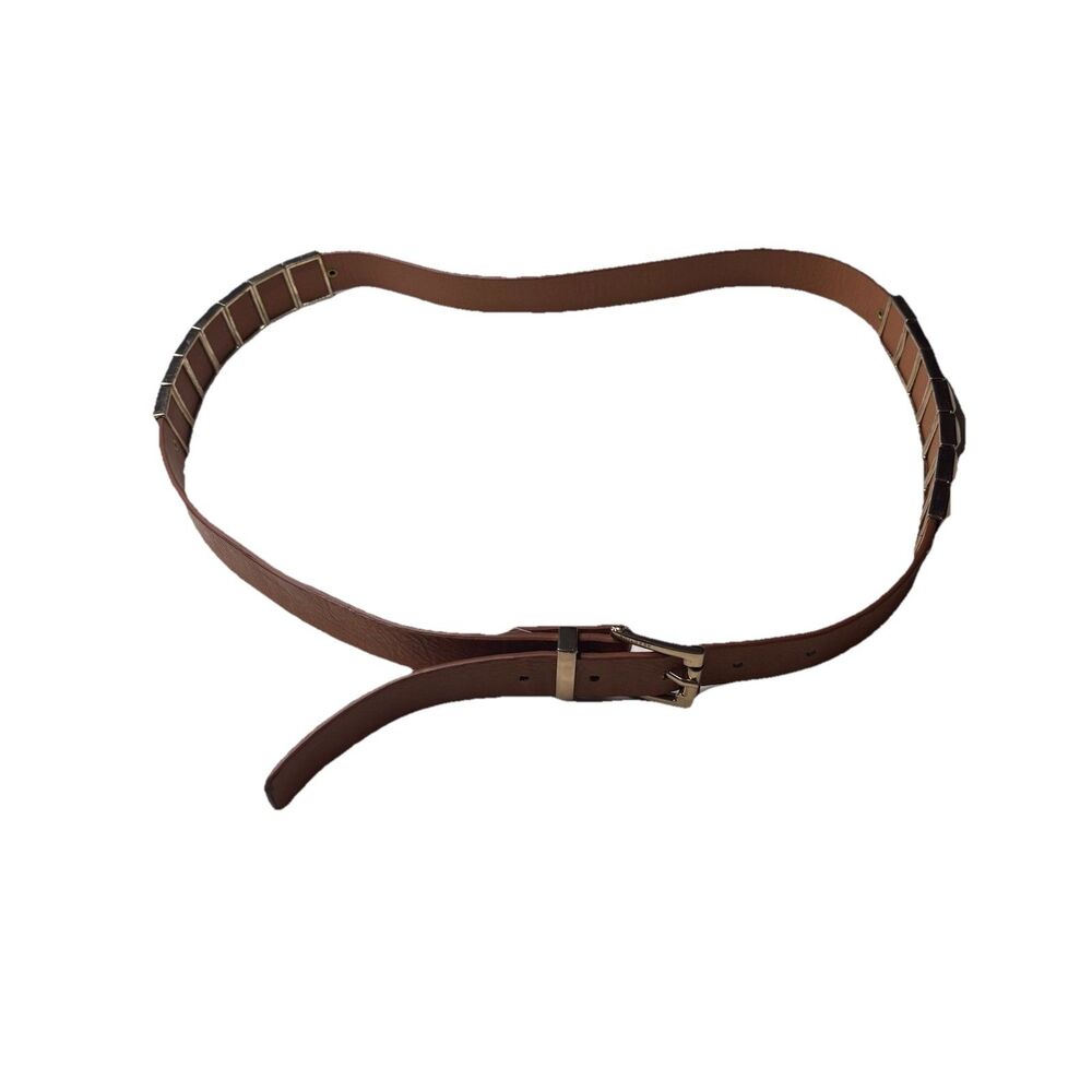 Kenneth Cole Reaction Women’s Rivet embellished 2.5”leather belt Brown